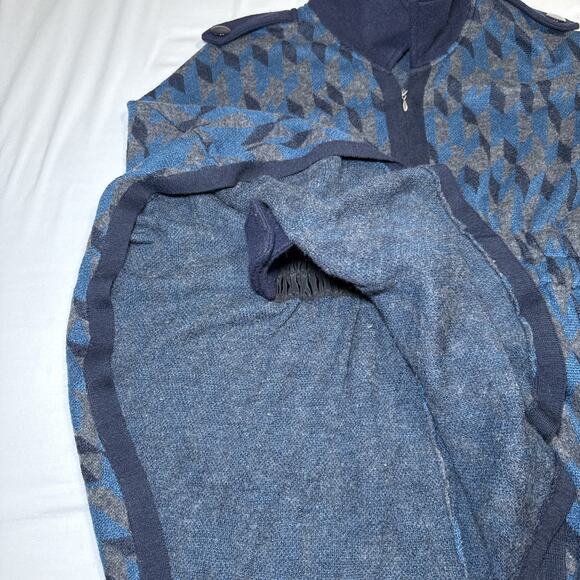 Heather B Poncho Womens Lg Wool Blend Blue Gray Full Zip Knit Sweater Cape EUC - Picture 10 of 16